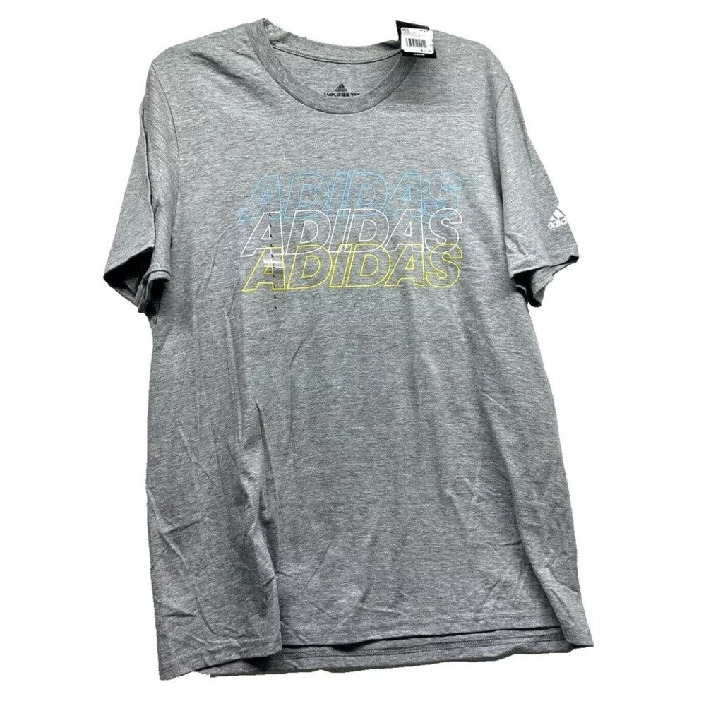 Adidas Mens Trip Amplifier Grey Large Cotton Blend Short Sleeve Tee (F8)